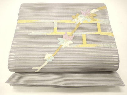 平和屋着物＊夏物 絽綴れ 八寸名古屋帯 枝花文 金糸 正絹 逸品 DABC8862cm