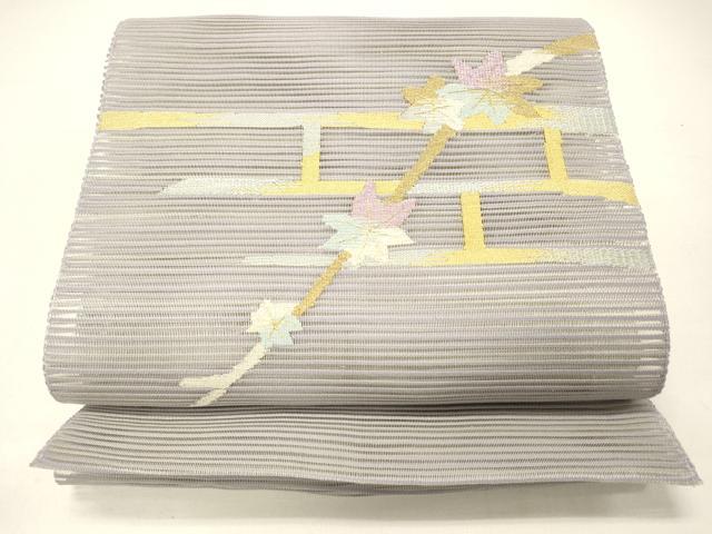 平和屋着物＊夏物 絽綴れ 八寸名古屋帯 枝花文 金糸 正絹 逸品 DABC8862cm
