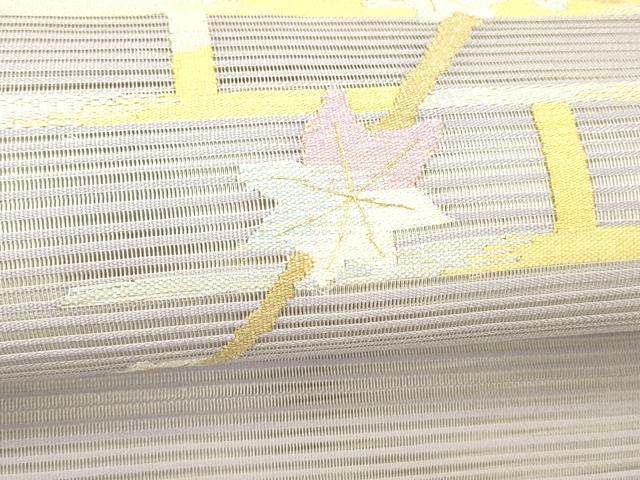 平和屋着物＊夏物 絽綴れ 八寸名古屋帯 枝花文 金糸 正絹 逸品 DABC8862cm