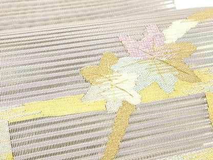 平和屋着物＊夏物 絽綴れ 八寸名古屋帯 枝花文 金糸 正絹 逸品 DABC8862cm