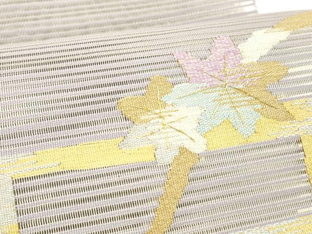 平和屋着物＊夏物 絽綴れ 八寸名古屋帯 枝花文 金糸 正絹 逸品 DABC8862cm