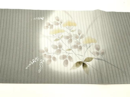 平和屋着物＊夏物 絽塩瀬 九寸名古屋帯 手描き 草花文 正絹 逸品 DABC8865cm
