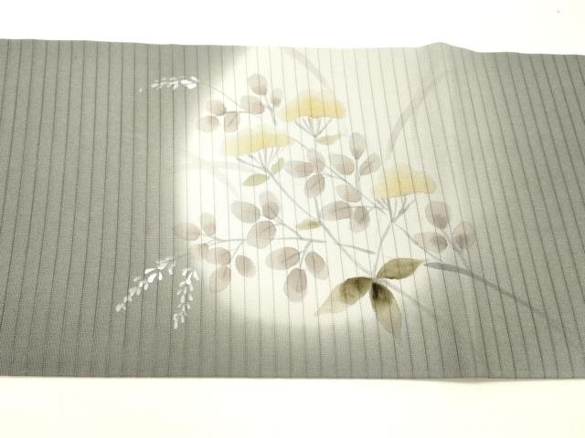 平和屋着物＊夏物 絽塩瀬 九寸名古屋帯 手描き 草花文 正絹 逸品 DABC8865cm