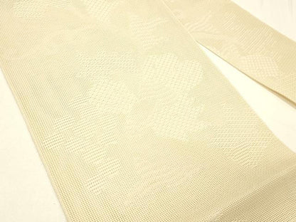 平和屋着物＊夏物 八寸名古屋帯 草花文 肌色 正絹 逸品 DABC8870cm