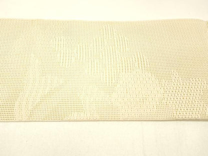 平和屋着物＊夏物 八寸名古屋帯 草花文 肌色 正絹 逸品 DABC8870cm