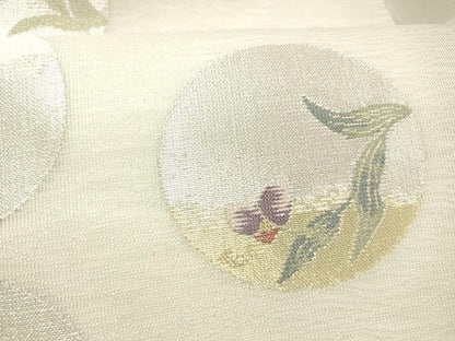 平和屋着物＊夏物 九寸名古屋帯 草花丸文 金銀糸 正絹 逸品 DABC8873cm