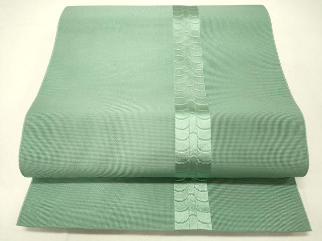平和屋着物＊夏物 本場筑前博多織 八寸名古屋帯 間道 青竹色 正絹 逸品 DABC8874cm