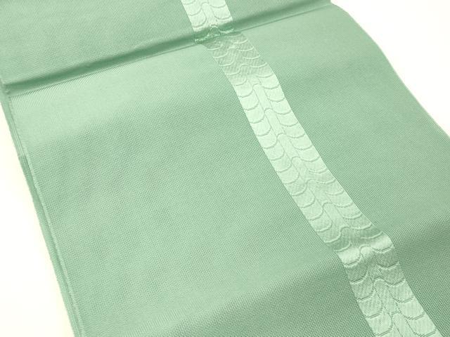 平和屋着物＊夏物 本場筑前博多織 八寸名古屋帯 間道 青竹色 正絹 逸品 DABC8874cm