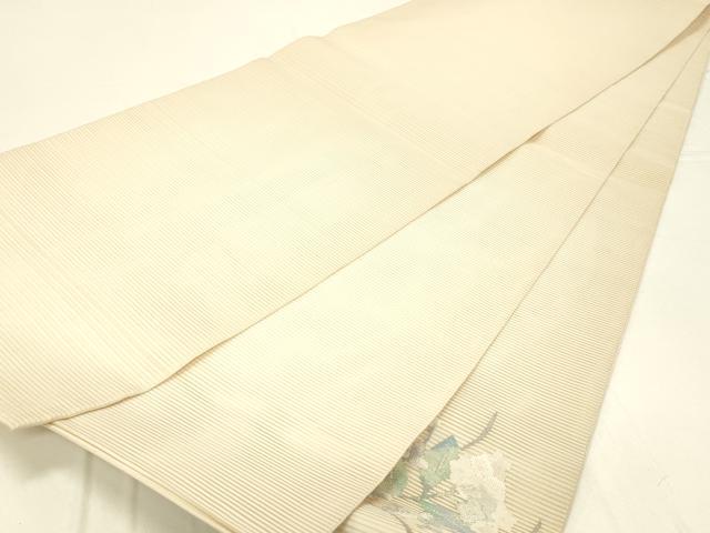 平和屋着物＊夏物 絽綴れ 太鼓柄袋帯 草花文 銀糸 正絹 逸品 DABC8875cm