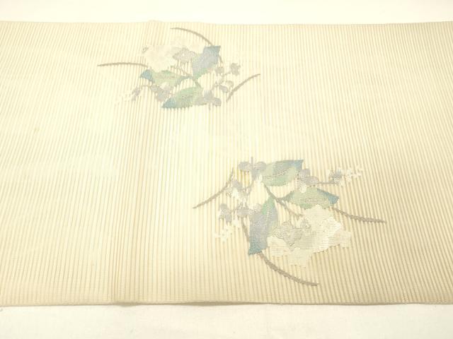 平和屋着物＊夏物 絽綴れ 太鼓柄袋帯 草花文 銀糸 正絹 逸品 DABC8875cm