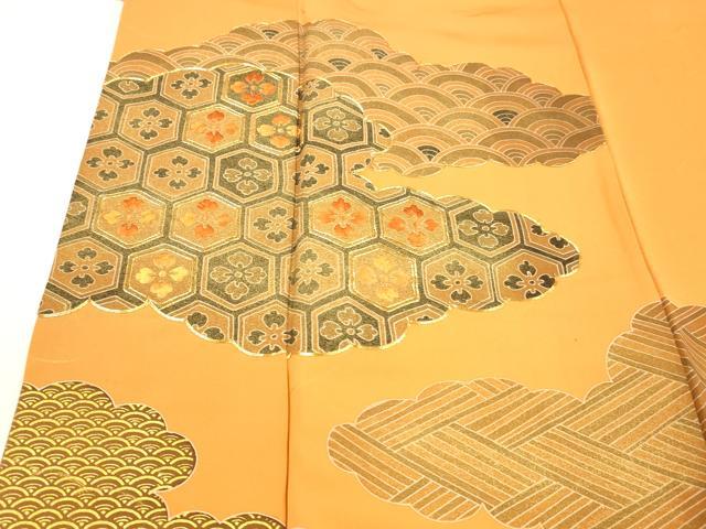 平和屋着物■訪問着 駒刺繍 吉祥花文 金彩 正絹 逸品 DABC8877cm