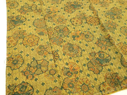 平和屋着物■上質な小紋　花絵皿文　鬼しぼ縮緬　正絹　逸品　未使用　DABC8879cm