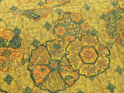 平和屋着物■上質な小紋　花絵皿文　鬼しぼ縮緬　正絹　逸品　未使用　DABC8879cm