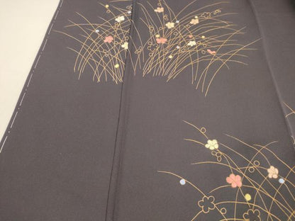 平和屋着物■訪問着 刺繍 草花文 金彩 正絹 逸品 未使用 DABC8880cm