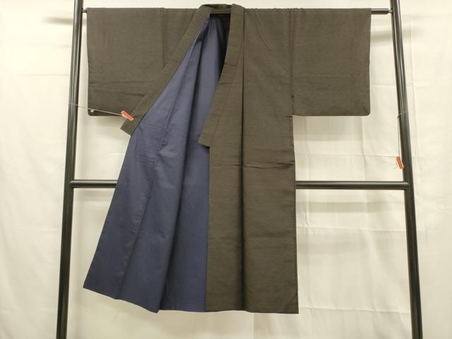平和屋着物■男性　紬　アンサンブル　横段文　正絹　逸品　DABC8887cm