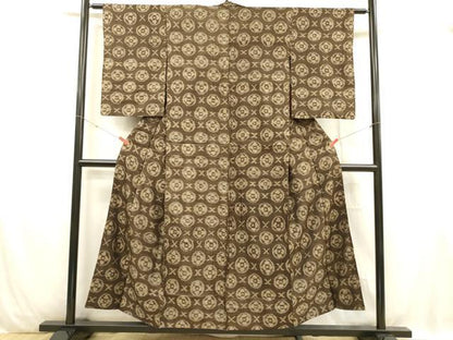 平和屋着物■本場大島紬　花丸文　正絹　逸品　DABC8888cm