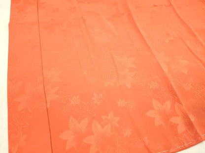 平和屋着物■長襦袢　無双仕立て　舞葉地紋　緋色　正絹　逸品　DABC8891cm