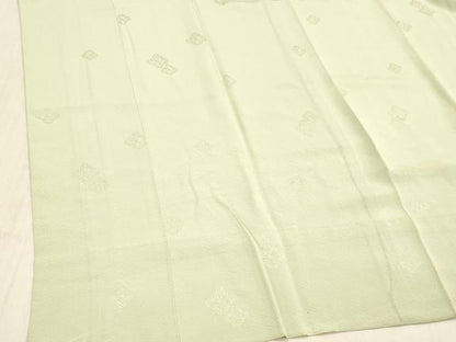 平和屋着物■長襦袢　無双仕立て　抽象地紋　白緑色　正絹　逸品　DABC8892cm