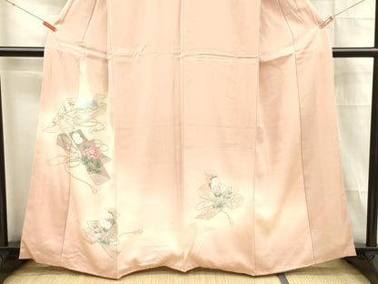 平和屋着物■訪問着 文箱花文 暈し染め 金銀彩 正絹 逸品 DABC8899cm