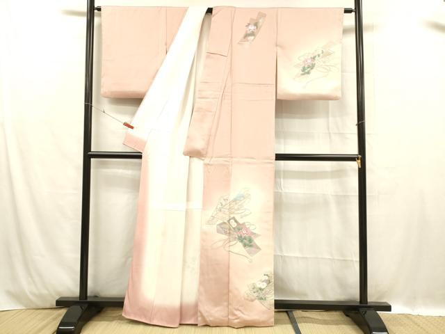 平和屋着物■訪問着 文箱花文 暈し染め 金銀彩 正絹 逸品 DABC8899cm