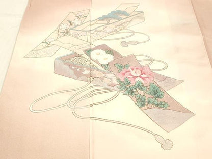 平和屋着物■訪問着 文箱花文 暈し染め 金銀彩 正絹 逸品 DABC8899cm