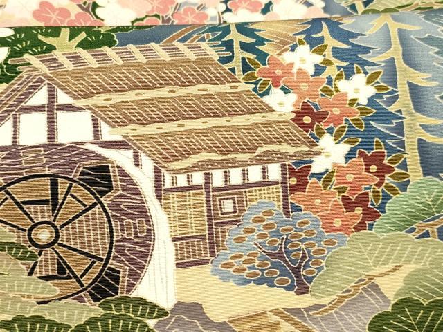 平和屋着物■豪華黒留袖　友禅　作家物　雪将　風景草花文　正絹　逸品　DABC8900cm