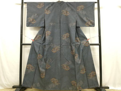 平和屋着物■本場大島紬　地紙花鳥文　正絹　逸品　未使用　DABC8901cm