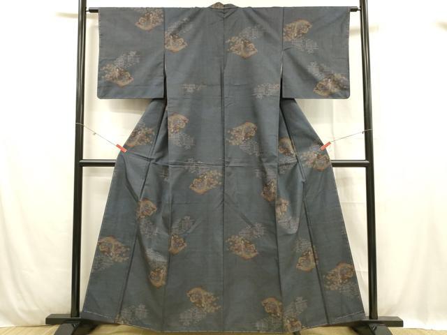 平和屋着物■本場大島紬　地紙花鳥文　正絹　逸品　未使用　DABC8901cm