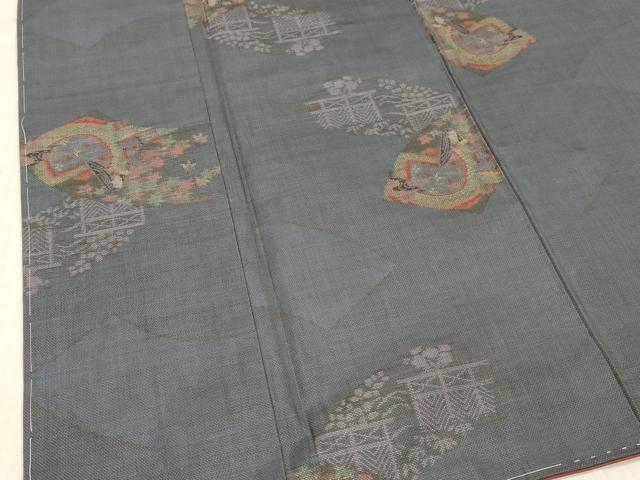 平和屋着物■本場大島紬　地紙花鳥文　正絹　逸品　未使用　DABC8901cm