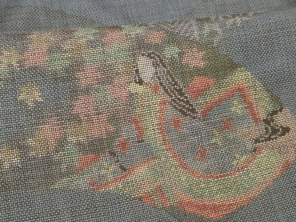 平和屋着物■本場大島紬　地紙花鳥文　正絹　逸品　未使用　DABC8901cm