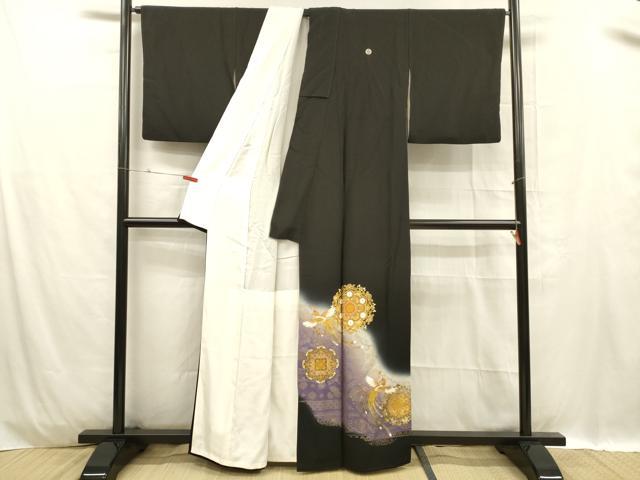 平和屋着物■豪華黒留袖　刺繍　鳳凰正倉院花文　暈し染め　金彩　正絹　逸品　DABC8905cm