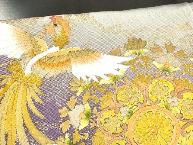平和屋着物■豪華黒留袖　刺繍　鳳凰正倉院花文　暈し染め　金彩　正絹　逸品　DABC8905cm