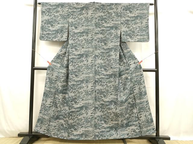 平和屋着物■上質な紬　風景草花文　正絹　逸品　DABC8909cm
