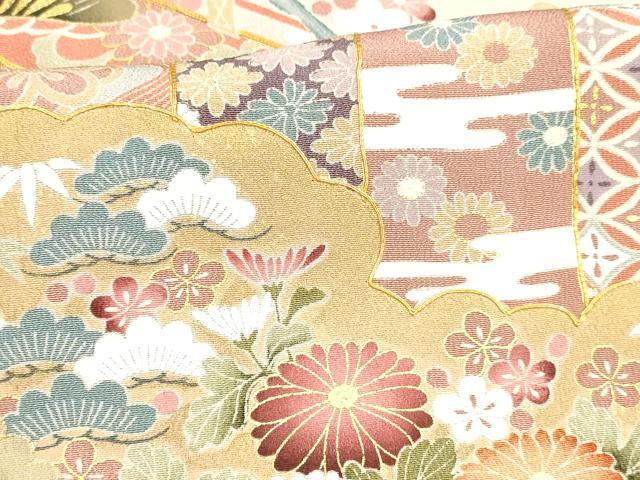 平和屋着物■豪華黒留袖　作家物　駒刺繍　草花文　松竹梅　暈し染め　金彩　正絹　逸品　DABC8910cm