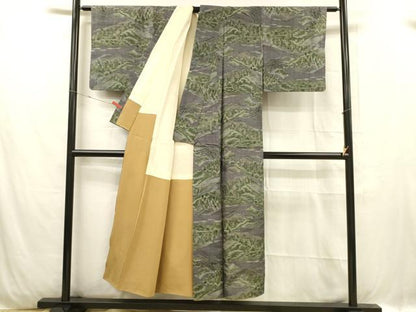 平和屋着物■上質な紬　樹林文　正絹　逸品　DABC8911cm
