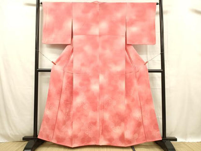 平和屋着物■上質な小紋 亀甲草花文 暈し染め 正絹 逸品 DABC8913cm