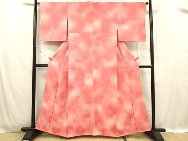 平和屋着物■上質な小紋 亀甲草花文 暈し染め 正絹 逸品 DABC8913cm