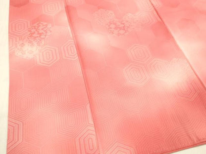 平和屋着物■上質な小紋 亀甲草花文 暈し染め 正絹 逸品 DABC8913cm