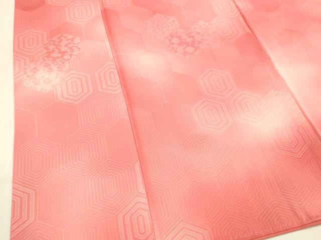 平和屋着物■上質な小紋 亀甲草花文 暈し染め 正絹 逸品 DABC8913cm