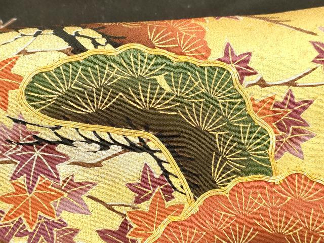 平和屋着物■豪華黒留袖　駒刺繍　流水花松文　金銀糸　正絹　逸品　DABC8914cm