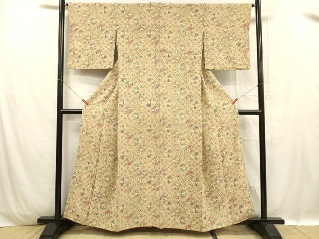 平和屋着物■上質な小紋 草花文 正絹 逸品 DABC8915cm