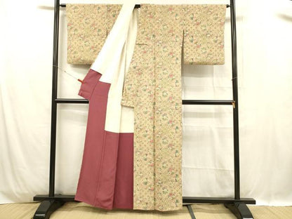 平和屋着物■上質な小紋 草花文 正絹 逸品 DABC8915cm