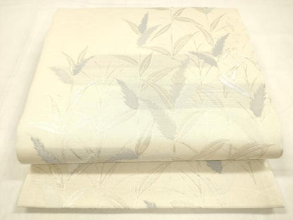平和屋着物＊夏物 六通柄袋帯 草葉文 銀糸 正絹 逸品 DABC8919cm