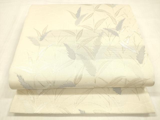 平和屋着物＊夏物 六通柄袋帯 草葉文 銀糸 正絹 逸品 DABC8919cm