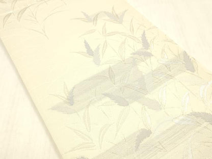 平和屋着物＊夏物 六通柄袋帯 草葉文 銀糸 正絹 逸品 DABC8919cm