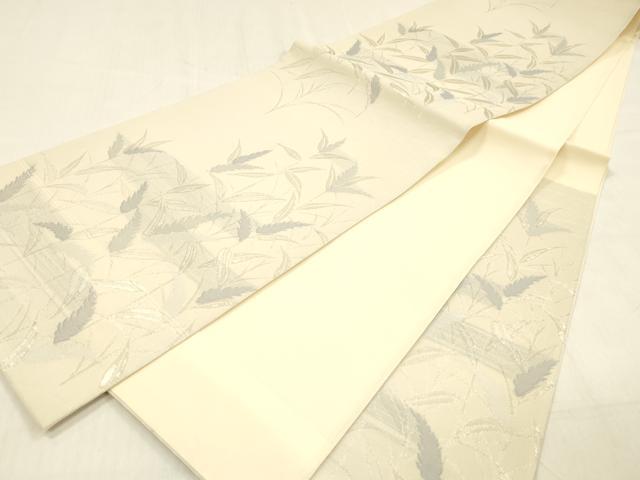 平和屋着物＊夏物 六通柄袋帯 草葉文 銀糸 正絹 逸品 DABC8919cm