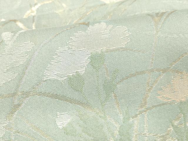 平和屋着物＊夏物 六通柄袋帯 流水草花文 金糸 正絹 逸品 DABC8922cm