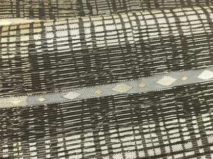 平和屋着物＊夏物 六通柄袋帯 横段文 黒地 金銀糸 正絹 逸品 DABC8925cm