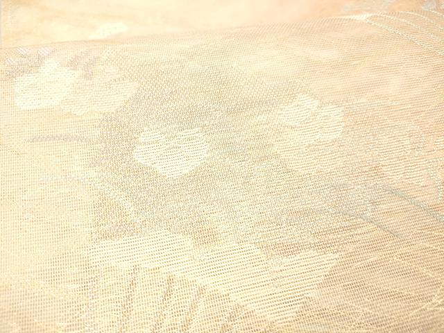 平和屋着物＊夏物 六通柄袋帯 扇面草花文 金銀糸 正絹 逸品 DABC8926cm