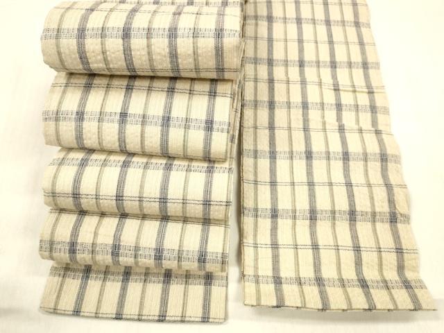 平和屋着物＊夏物 阿波しじら織 半幅帯 格子 綿 逸品 DABC8930cm